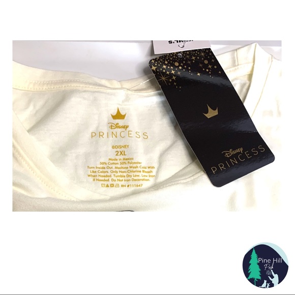 Disney Princess Graphic T-shirt 2XL XXL Cream Black Believe Cinderella Belle NWT - Picture 4 of 6